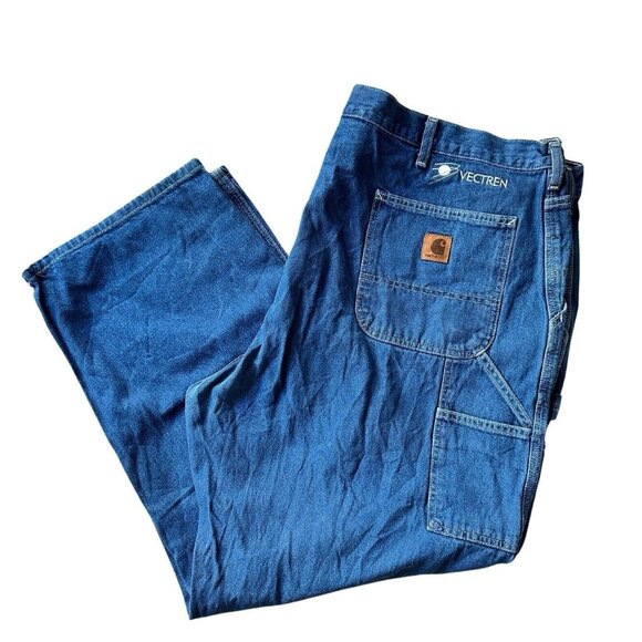 Carhartt 90s Men’s Size 46x30 Carpenter‎ Workwear Denim Jeans Pants Blue - Picture 1 of 9